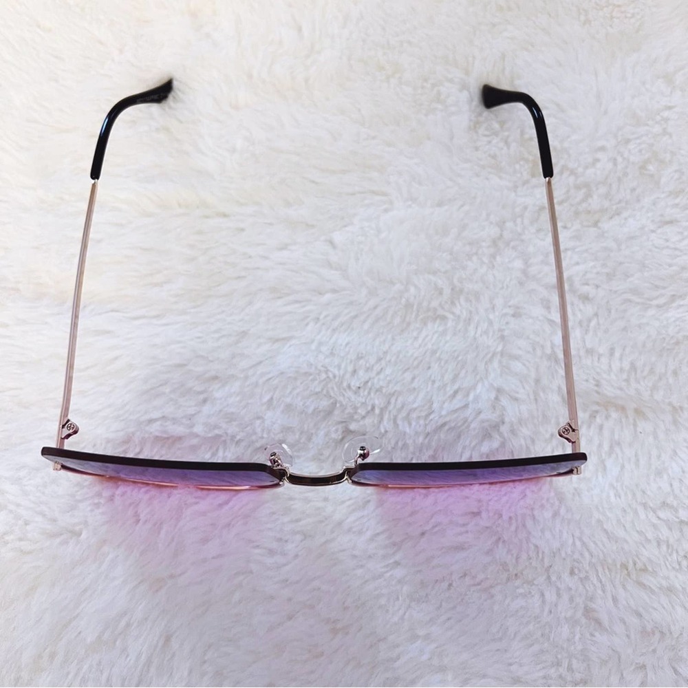 Blair Purple Rectangle Half Rim Sunglasses - Picture 5 of 10